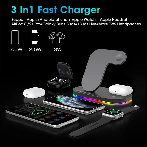 15W Qi Wireless Charger Stand For iPhone
