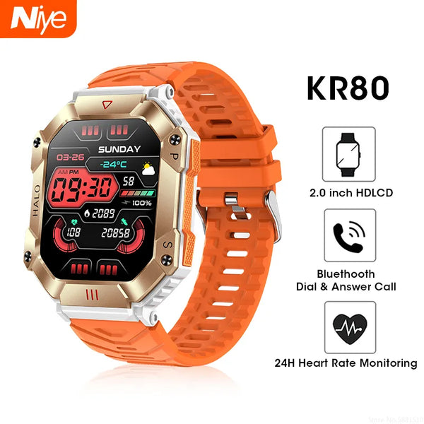 2024 New Outdoor Smart Watch Men with Flashlight Sport Fitness  Waterproof Smartwatch for Android IOS